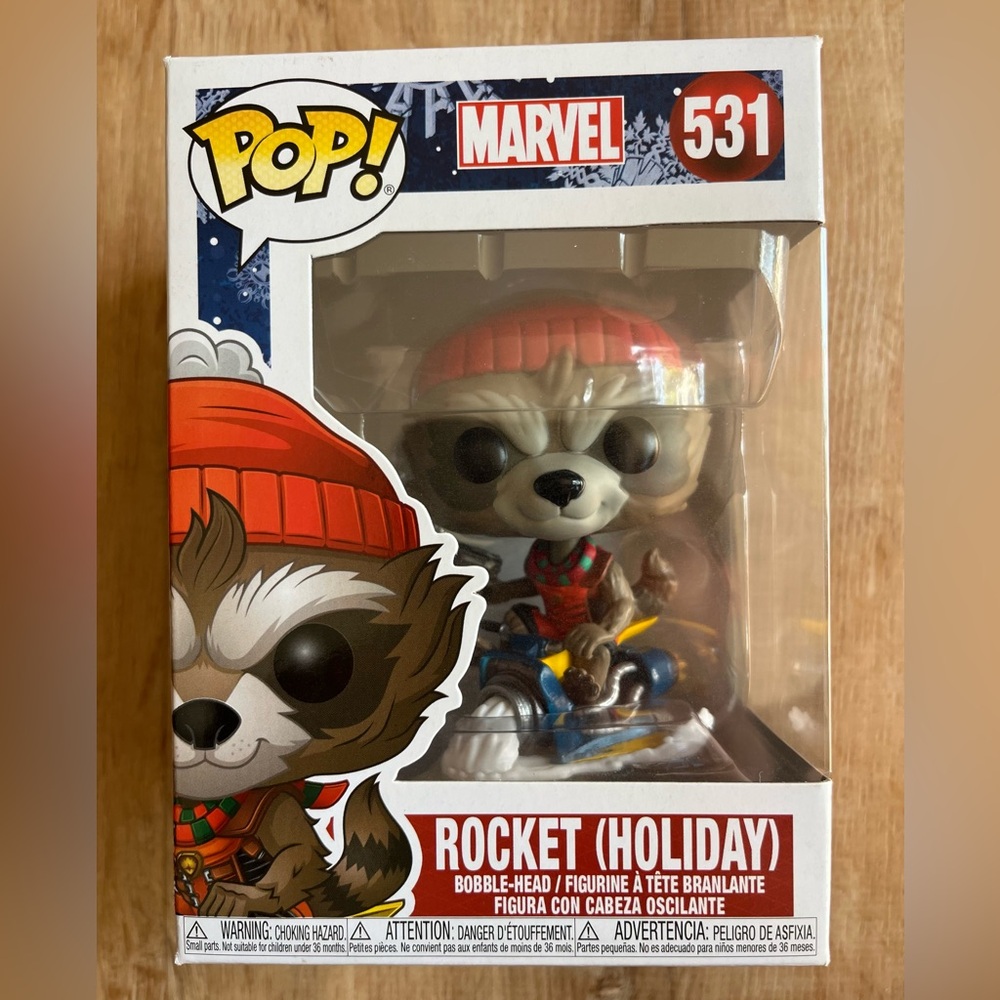 Marvel Rocket (Holiday) Pop! Vinyl Figure - Festive Red Beanie